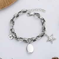 wholesale S925 Sterling Silver Retro Thai Silver Oval Thick ChainFive-Point Star PendantBracelet。-YS096/approx. 14.6g 925 silver
