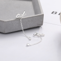 wholesale S925 Sterling Silver Bow with Crystal Accents and Tassel Drop Earrings, Korean Style Advanced Ear Care Earrings for Sensitive Ears, High-End Elegance-0-3