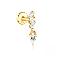 wholesale S925 Sterling Silver Geometric Evil Eye Tassel Flat Head Helix Ear Cuff-Single gold #8