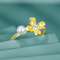 wholesale Original trendy S925 sterling silver ring for women, a niche and luxurious accessory featuring laurel and pearl-Laurel Ring>US 7