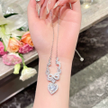 wholesale 925 Silver Plated Venetian Princess Bow Necklace, Dainty Fashion Heart Butterfly Zircon Collarbone Chain-0-2