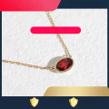 wholesale 18K Gold and 14K White Gold New Simple Garnet Inlaid Necklace for Women, Fresh and Sweet Pendant Gift-0-2