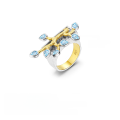 wholesale S925 Silver Designer Natural Topaz Ring with Flower and Leaf Pattern, High-End Design Gemstone Ring-0-0