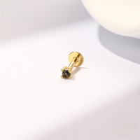 wholesale S925 Sterling Silver Black Hair Crystal Marquise Fringe Flat Head Threaded Ear Cartilage Stud-Single gold #5 (2MM)