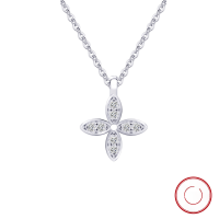 wholesale Silver Lucky Four-Leaf Clover Necklace Wholesale, Zircon Pendant Necklace with Flower Design-Platinum, approximately 1.42g>925 silver