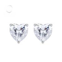 wholesale S925 Silver New Love Earrings Simple Heart-shaped Ear Accessories 7*7 Popular in Europe and America-E058 Heart-shaped earrings>925 silver