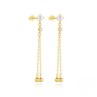 wholesale 925 Sterling Silver Metal With Marquise-cut Zircon And Pearl Earrings, Small Ins Style-Gold#1 925 Silver