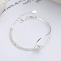 wholesale S925 Sterling Silver Korean Style Minimalist Geometric Irregular Bracelet with Interlocking Lines-0-0