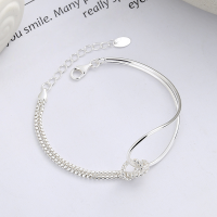wholesale S925 Sterling Silver Korean Style Minimalist Geometric Irregular Bracelet with Interlocking Lines-YFS216/approx. 5.2g 925 silver