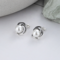 wholesale S925 Sterling Silver Vintage-Inspired Minimalist Design Rose Base Pearl Elegant Earrings-0-0