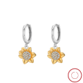 wholesale S925 Sterling Silver Sunflower Earrings with Zirconia, Cross-Border Bestseller, Direct from Manufacturer-0-0