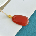 wholesale 925 Silver with Certificate New Chinese-style Square Jade Pendant Bead Agate Carnelian Nothing-Plaque Necklace for Women-0-7