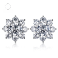 wholesale S925 Sterling Silver Women's Korean Style Minimalist Floral Zircon Earrings for Cross-border Dropshipping-0-0