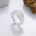 wholesale S925 sterling silver dazzling starry layered adjustable open ring fashion luxury style index finger ring-0-0