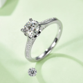 wholesale 925 Sterling Silver Cross-Border Simulated Diamond Moissanite Ring for Women, Luxury 1-Carat Engagement Wedding Ring, Factory Direct Supply-0-2