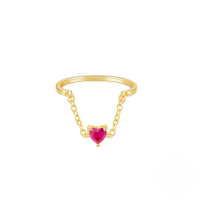 wholesale S925 Sterling Silver Adjustable Pearl And Crystal Ring With Heart, Tassel, And Chain-Gold #5 Adjustable opening