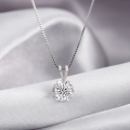 wholesale 925 Sterling Silver 1-carat Moissanite Necklace for Women, Small Snowflake Diamond Pendant, Elegant Collarbone Chain for Autumn and Winter-0-0