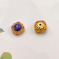 wholesale S925 gold-plated silver metal, natural Charoite round platform hand tag, spacer beads accessories, bracelet necklace DIY semi-finished products-0-14