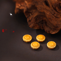 wholesale S925 gold-plated back cloud with inlaid spacer beads and natural amber accessories, semi-finished DIY jewelry bracelet-8mm beeswax accessories