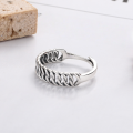 wholesale S925 Silver Adjustable Vintage Distressed Chain Ring Index Finger Ring High-End Xiaohongshu Bestseller-0-3