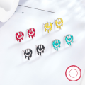 wholesale S925 Sterling Silver Enamel Smiley Face Expression Personality Ins Halloween Earring Gift-0-1