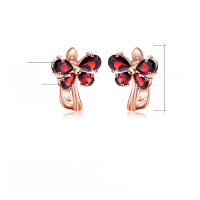 wholesale Rose Gold Plated S925 Silver Garnet Earrings, European and American New Luxury Style Inlaid with Natural Colored Gemstone Stud Earrings-Garnet 925 Silver