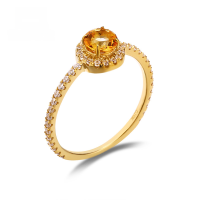 wholesale 10K Gold Japanese and Korean Style Light Jewelry Petite Yellow Crystal Ring for Women, Proposal Gift with Replaceable Main Stone-10K Gold Light Luxury Citrine Ring Size 14