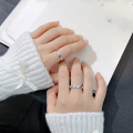 wholesale 925 Sterling Silver Viral Glow-in-the-Dark Couple Rings Meow & Bark Sweet Talk Cat Dog Ins Style Romantic Cute Luminous Matching Bands for Him & Her-0-3