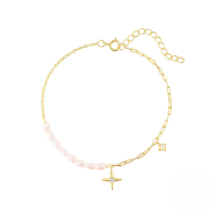 wholesale S925 Sterling Silver Exquisite Opal Star Light Luxury Inlaid Zircon Pearl Temperament Bracelet Korean Version Small Advanced Internet Famous Hand Accessory-Gold 925 silver