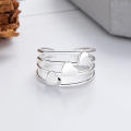 wholesale S925 Silver Fashion Cross-Border Minimalist Layered Heart Design Trendy Ins Style Open Ring-0-1