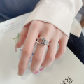 wholesale S925 Sterling Silver Retro Geometric Style Personalized Wrapped Crossover Open Ring Sweet and Cool Creative Fashion Ring-0-3