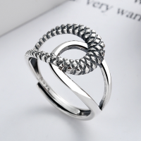 wholesale S925 Sterling Silver Korean-style Trendy Adjustable Open Cross Irregular Geometric Handmade Thai Silver Ring-YFJ325/approx. 2.88g>Adjustable opening