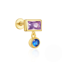 wholesale S925 Sterling Silver Flat Threaded Piercing Chain Earrings With Opal And Crystal Accents-Single gold #6