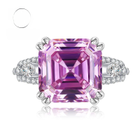 wholesale 925 Silver New High Carbon Diamond Ring 11*11 Cherry Blossom Pink Luxury European and American Style Live Streaming Best Seller-R649 Pink Diamond>No. 9