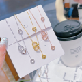 wholesale 925 Sterling Silver Light Luxury Minimalist Interlocking Circle Pendant Necklace with Micro-Paved Zirconia-0-3