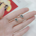 wholesale S925 Sterling Silver Forest-Style Gemstone Stud Earrings, Small and Exquisite Design, Natural Moss Agate Jewelry-0-3