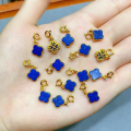 wholesale S925 silver gold-plated natural lapis lazuli accessory spacer bead hand plaque drop bracelet necklace DIY semi-finished product-0-12