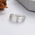 wholesale S925 Sterling Silver Fashionable Korean-style Minimalist Layered Line Wrapped Ring Simple and Exquisite Niche Design Band-0-2