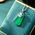 wholesale S925 Sterling Silver Natural Chalcedony Gourd Pendant, National Style Ice Green Light Luxury Versatile Chalcedony Necklace for Mother's Day-0-2