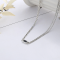 wholesale S925 Sterling Silver Korean Style Minimalist Ins Chain Link Creative Small Square Zircon Collarbone Necklace-0-0