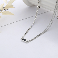 wholesale S925 Sterling Silver Korean Style Minimalist Ins Chain Link Creative Small Square Zircon Collarbone Necklace-YL491/approx. 4.8g 925 silver