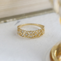 wholesale S925 silver gold-plated Japanese starry lace ring with delicate openwork design, exuding a sense of sophistication-Gypsophila Ring  Size 7 (US)