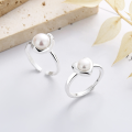 wholesale S925 Sterling Silver Korean-style Creative Irregular Heart Base Pearl Rococo Open Ring for Women-0-0