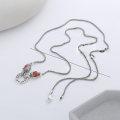 wholesale S925 sterling silver vintage Chopin chain universal clasp DIY matching chain southern red agate koi fish sweater necklace-0-2
