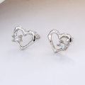 wholesale S925 Sterling Silver Korean Japanese Ins Minimalist Style Square Zircon Irregular Heart-shaped Versatile Earrings-0-2