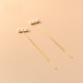 wholesale S925 silver minimalist long synthetic pearl earrings for women, elegant and ladylike one-word earrings G9422-0-1