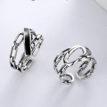 wholesale S925 chain double-layer hollow-out vintage black epoxy good luck adjustable ring-0-0