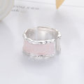 wholesale S925 Sterling Silver Trendy Gradient Resin Open Adjustable Wide Band Ring for Women-0-2