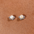 wholesale S925 Sterling Silver Fresh and Sweet Freshwater Pearl Drop Zircon Earrings for Women, Elegant and Minimalist High-End Earrings-0-5