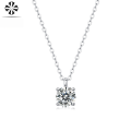 wholesale S925 Silver Minimalist Versatile Four-Prong Pendant Necklace, Non-Tarnishing Women's High-End Moissanite Necklace with Trendy Elegance-0-1